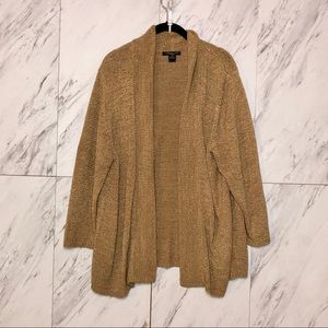 August Silk Holiday Sparkle Camel Cardigan SZ 2X